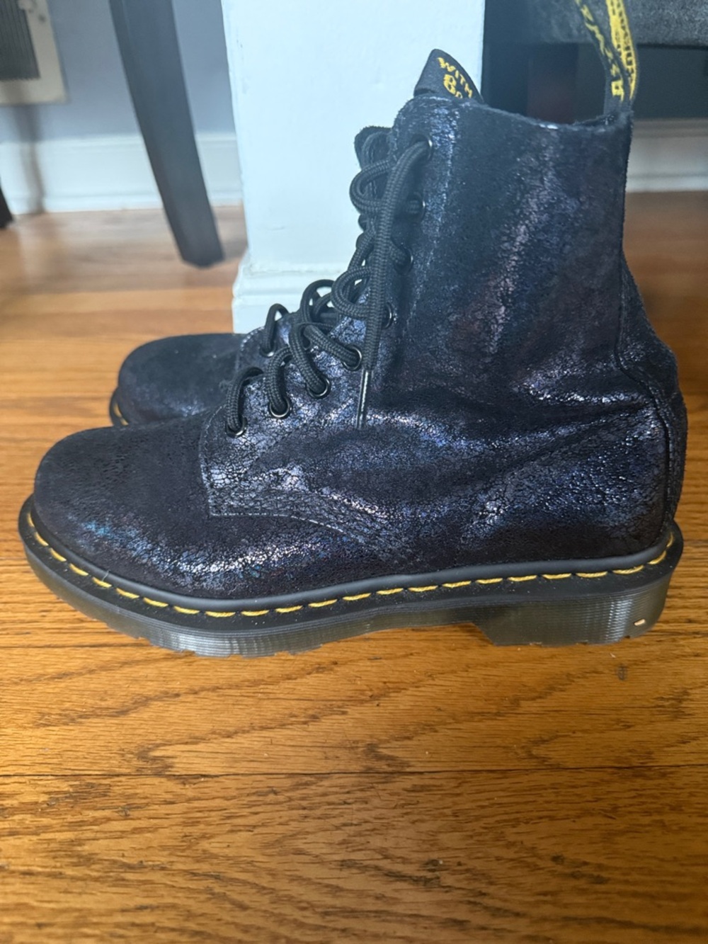 Dr. Martens Black Iridescent Lace-Up Combat Boots